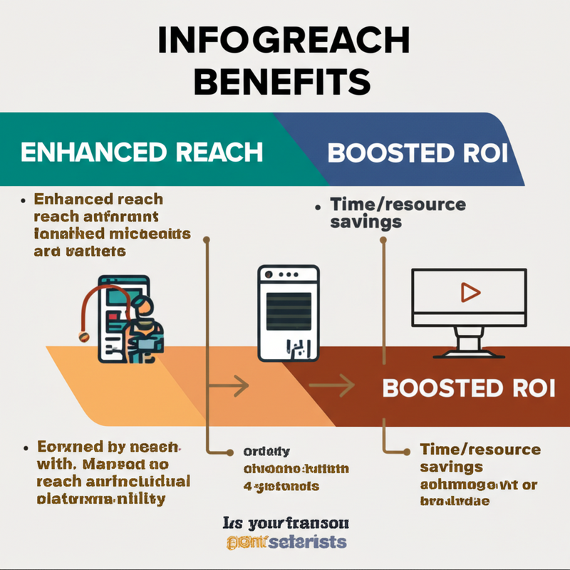 Infographic showing the benefits of AI video repurposing, including increased reach, time savings, and higher ROI.