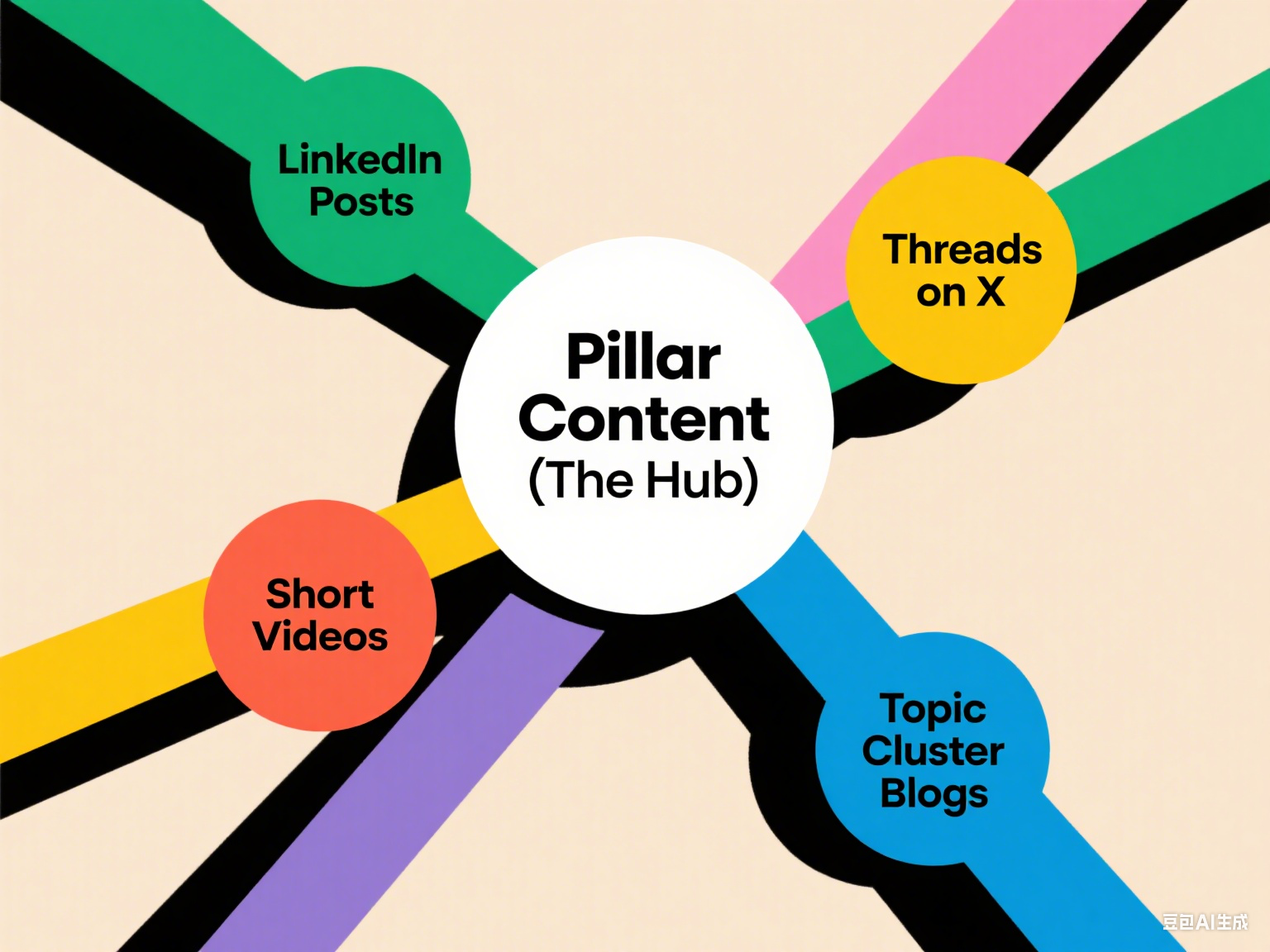 A diagram of the Hub-and-Spoke content model. 