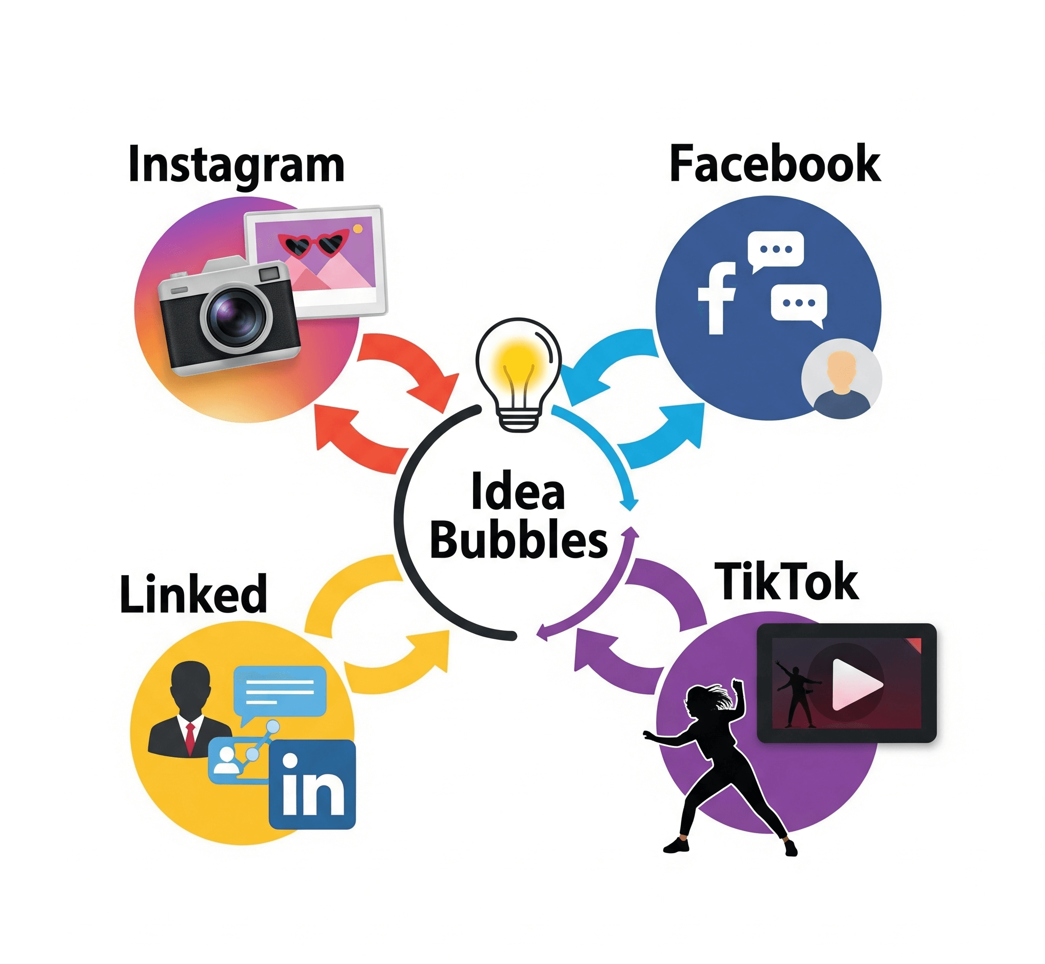 Graphic illustrating how a single content idea can be adapted for multiple social media platforms.
