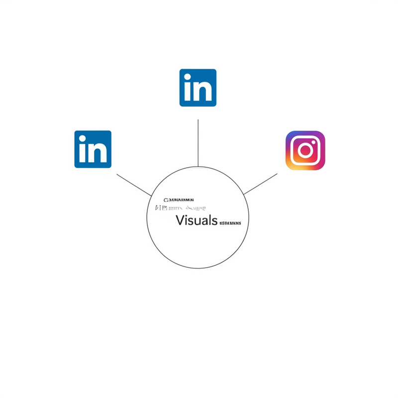 Illustration depicting social media platforms and tailored visual content strategies for each.