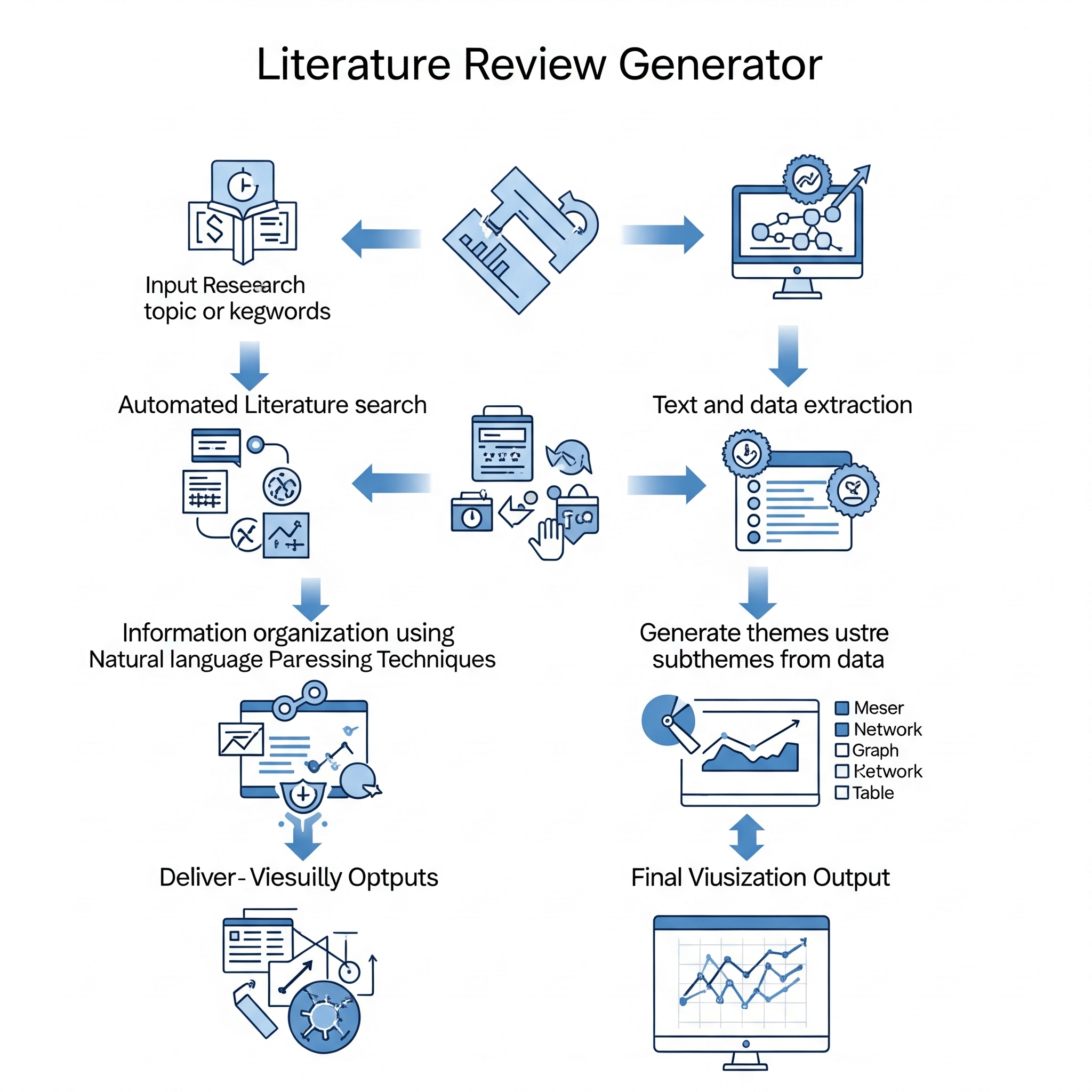 Flowchart depicting literature review generator's functional steps