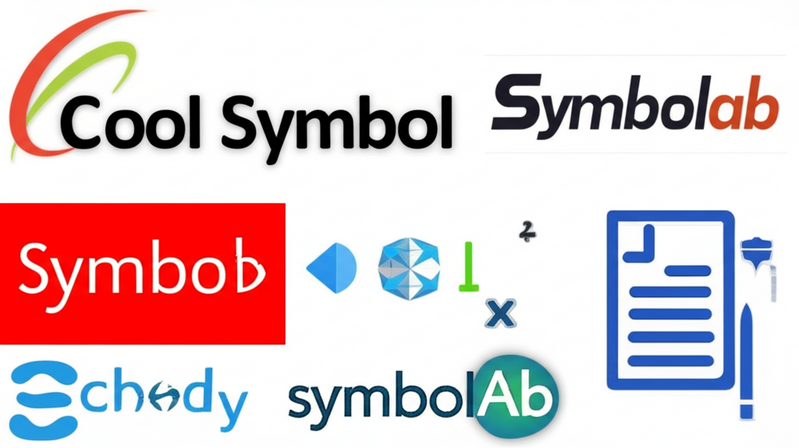 Logos of Cool Symbol, Symbolab, and generic word processor icons, representing places to find superscript generators.