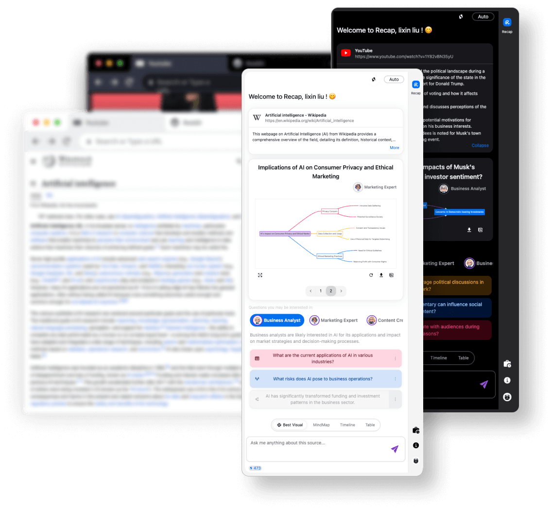 recap ai, web content, pdf, screenshot, chrome extension