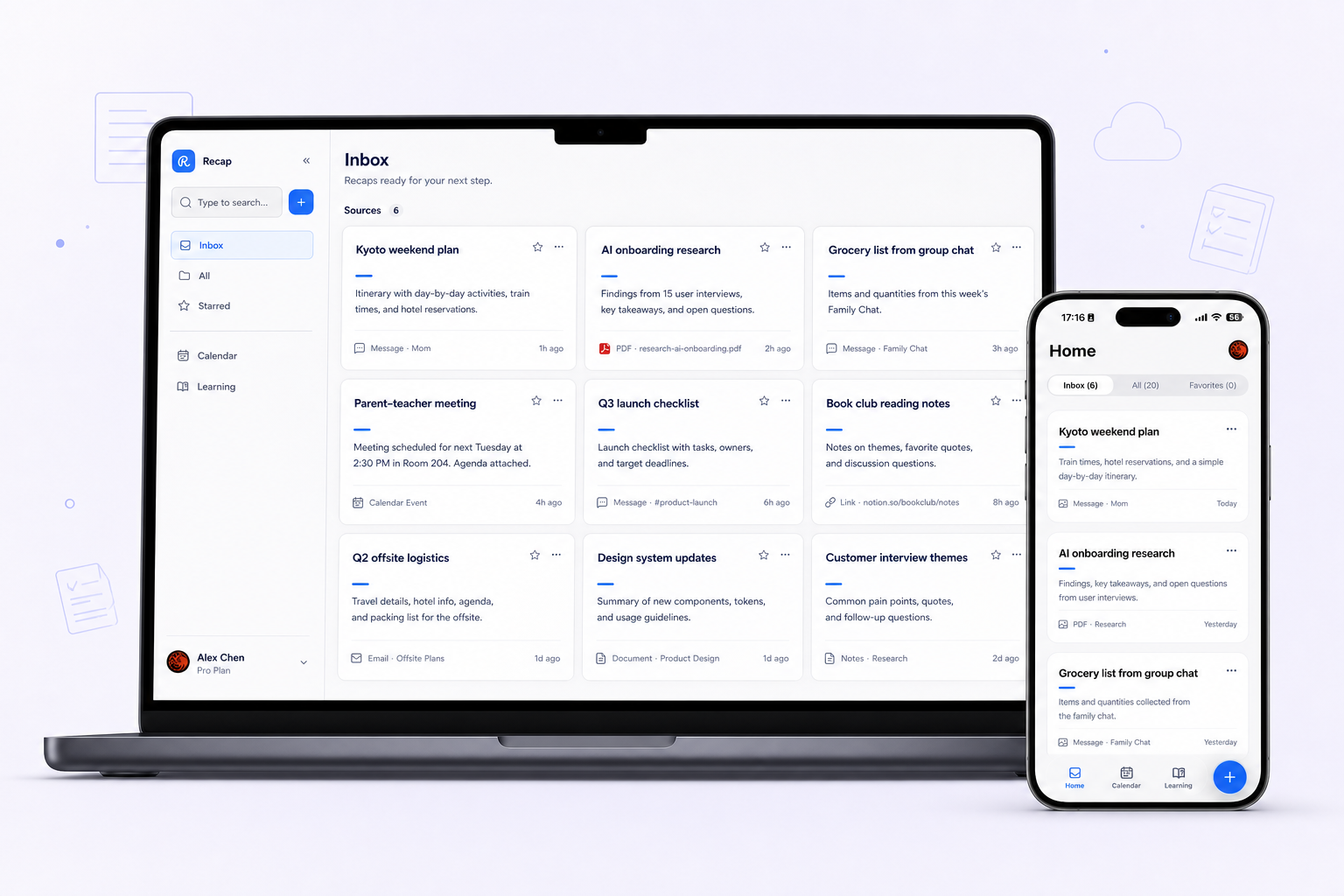 Recap desktop and mobile home screens shown together